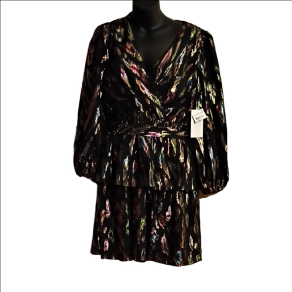 Nordstrom Black and Multicolor Metallic Dress   NWT By Julia Jordan Size 4.